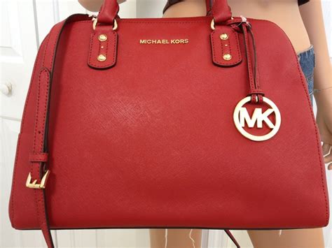 mk red handbag|michael kors red shoulder bag.